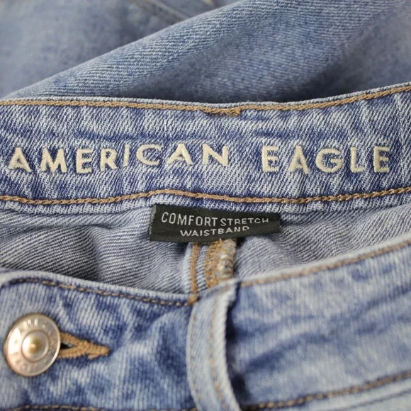 American Eagle Outfitters Blue Stretch Distressed Mom Jean Pants Womens Size 6 - Picture 3 of 6